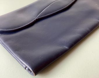 Petit Sac à Main Vintage Années 60 – Simili Bleu – Soufflet & Fermeture Éclair