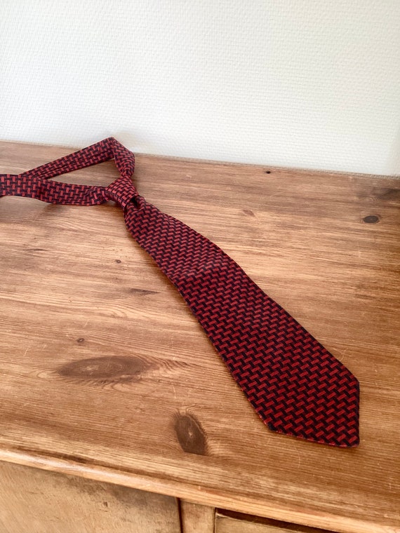 Vintage 1970 silk tie / blue silk tie with red ge… - image 5