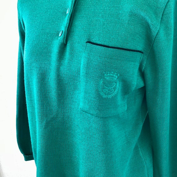 Vintage 1970 sweater / green wool sweater / embro… - image 3