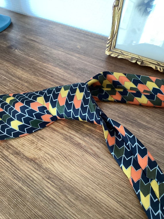 Vintage tie in silk 1960 / geometric patterns bla… - image 6