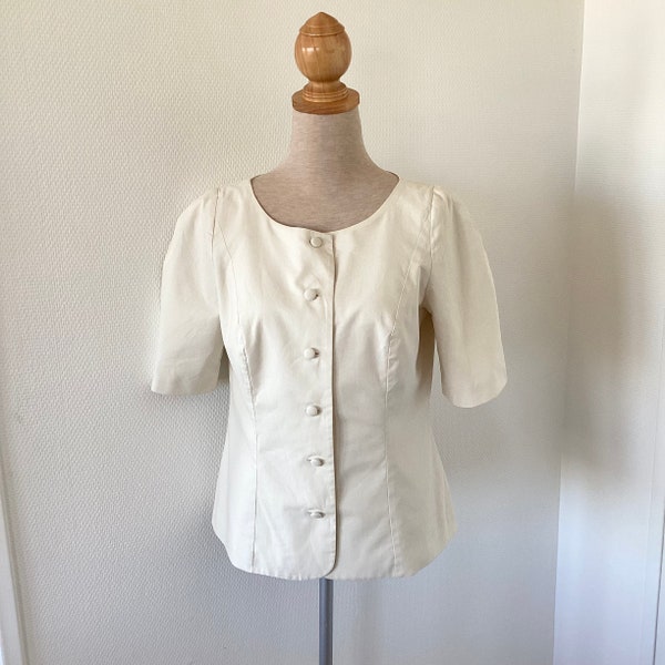 Veste Laura Ashley vintage coton 1980 / veste courte beige / veste anglaise ancienne / taille S /black vintage dress 80’s