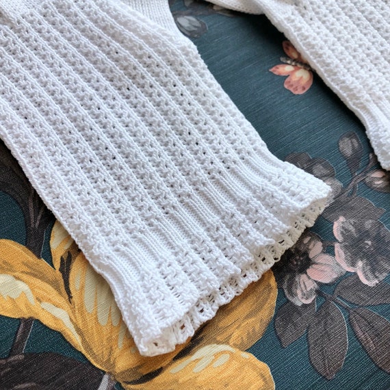 Old crochet gloves 1950 / vintage white crochet g… - image 5