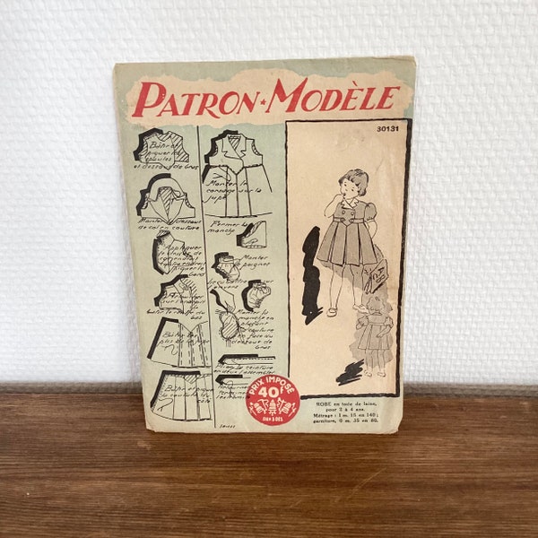 Patron vintage 1950 / patron robe enfant Patron modèle 2 à 4 ans / patron ancien / mercerie vintage / French sewing pattern 50’s