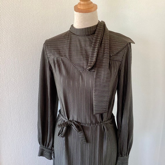 Dress COURRÈGES vintage 1970 / black midi dress s… - image 1