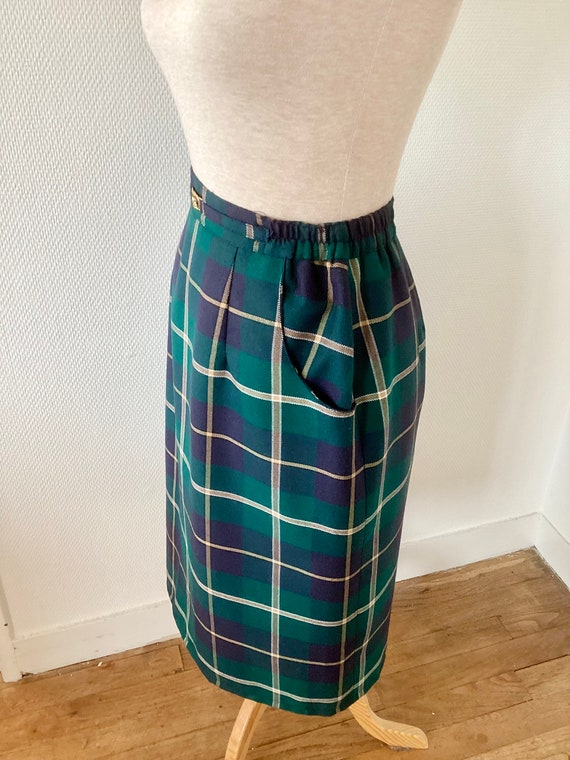 Vintage 1970 Scottish skirt / green straight skir… - image 6