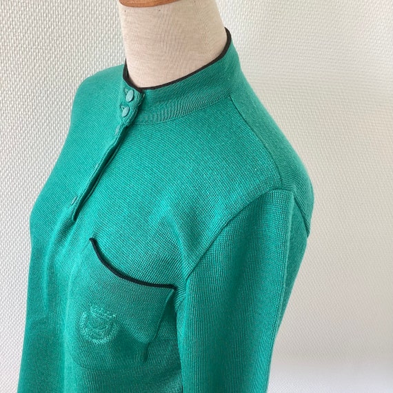 Vintage 1970 sweater / green wool sweater / embro… - image 6