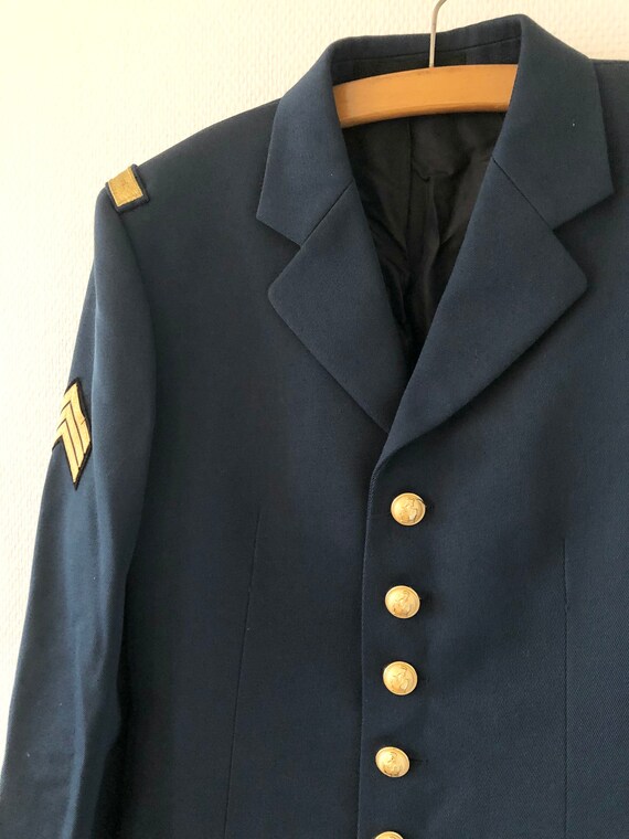 Veste officier vintage 1980 veste uniforme francais veste costume bleu marine french vintage armed coat 80s Etsy France