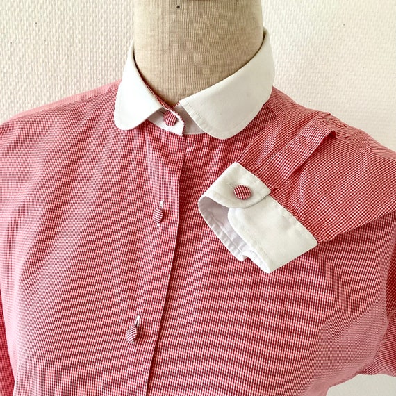 Chemisier vichy vintage 1980 / chemise coton blan… - image 5