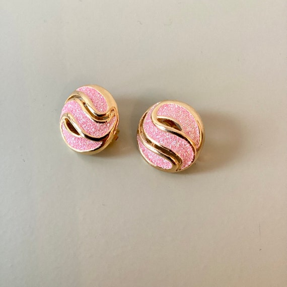 Vintage 1980 clip earrings / round ear clips in g… - image 2