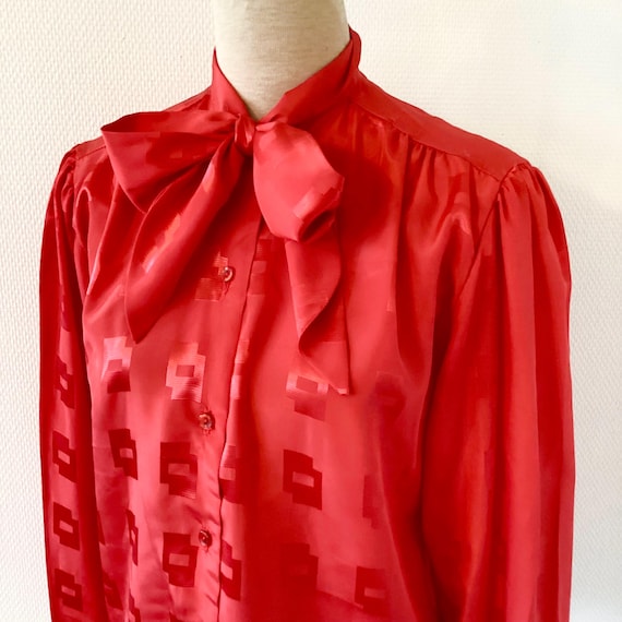 Camicetta vintage anni '70 camicia con fantasia geometrica blu