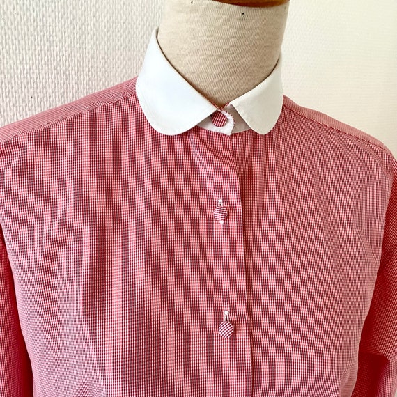 Chemisier vichy vintage 1980 / chemise coton blan… - image 2