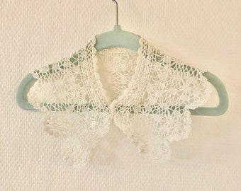 Col amovible vintage enfant 1930 / grand col Claudine dentelle blanche / collerette blanche / antique removable collar 30’s