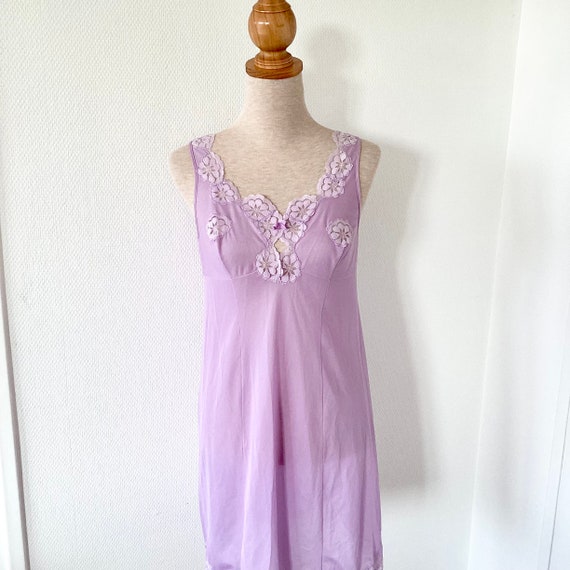 Nuisette vintage ann es 1960 chemise de nuit mauve dentelle