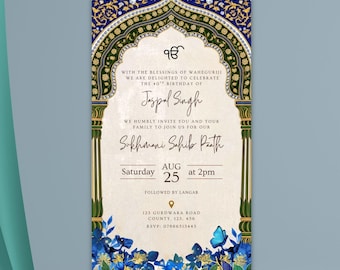 Sukhmani Sahib Digital Invitation Card for Sikh Punjabi/Indian function for birthdays, religious functions - Instant Download