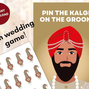 Fijar el kalgi al novio / juegos de fiesta de bodas / juegos de fiesta punjabi / juegos de jago / juegos de compromiso punjabi / Archivo digital
