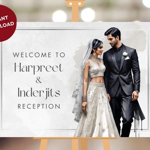 Reception Welcome Wedding Sign, Indian Welcome Sign, Indian Wedding signs & punjabi Wedding Welcome Sign, Punjabi reception Welcome sign