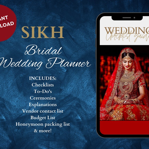 Digital Sikh Wedding Planner 2024| Bridal Sikh Planner | Wedding Planning | Indian Wedding | Digital Planner | Bridal Wedding | Sikh Invites