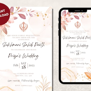 Sukhmani Sahib Path Invitation Whatsapp | Digital Sukhmani Sahib Path Invitation | Wedding blessing Sukhmani Sahib Paath Invitation