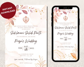 Sukhmani Sahib Path Invitation: Wedding Blessing (Digital Download)
