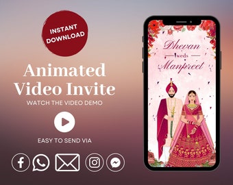 Luxury Indian Wedding Video Invitation: Animated Punjabi E-vite (Digital Download)