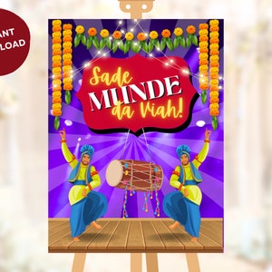 Sade Munde da Viah, Punjabi Welcome signs & Sikh Welcome signs, Punjabi Wedding signs as Punjabi decor sign, Punjabi Entry sign Sikh Wedding