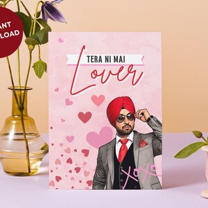 Valentine&#39;s Day Card, Diljit Dosanjh Digital Download, Valentines Day Card, Digital Valentines Day Card, Valentines Card, Instant Download,