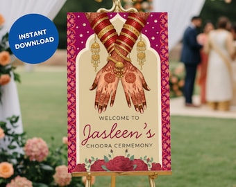Choora Ceremony Welcome Sign: Punjabi Sikh Wedding (Digital Download)