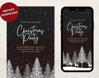 Editable Christmas Party Invitation: Holiday Template (Digital Download)