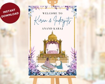 Anand Karaj Welcome Sign: Sikh Wedding Ceremony (Digital Download)