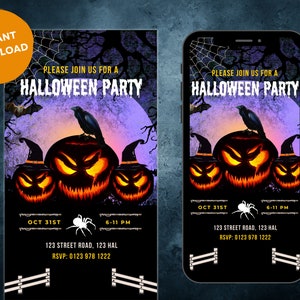 Editable Digital Halloween Party Invitation, Pumpkins spooky Halloween Party Invite, Halloween Party Invitation, Editable Invitation,