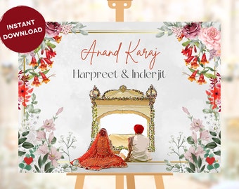 Anand Karaj Welcome Sign: Sikh Wedding Ceremony (Digital Download)