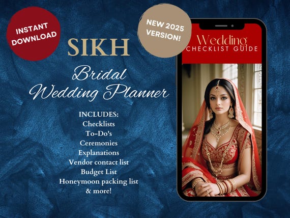 2025 Sikh Wedding Planner: Bridal Checklists & Guides (Digital Download)