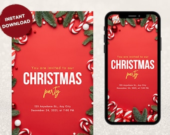 Editable Christmas Party Invitation Template (Digital Download)
