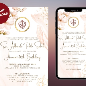 Invitation Sri Akhand Path Sahib et invitation Akhand Path, carte numérique Akhand Sahib comme invitations Akhand Paath, invitations sikhs comme carte Akhand Paath