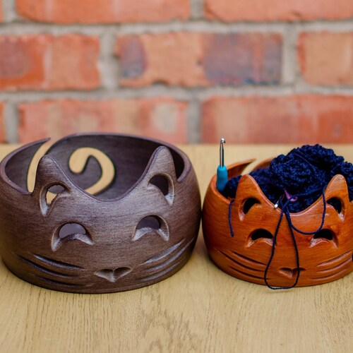 Handpainted Cat Yarn Bowlknitting Bowlceramic Yarn Bowl With Etsy