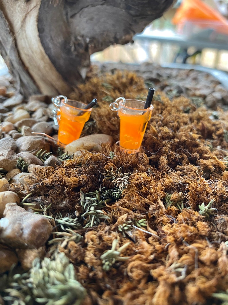 Orange Boba Dangle Drop Earrings Mimosa Screwdriver Drink Etsy