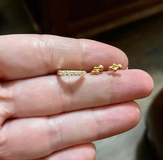 Three Piece Earring Set One Hoop With Rhinestones Two Gold Color