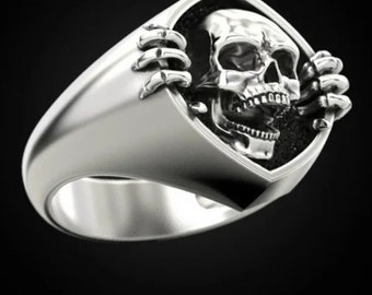 MAFYU S925 Sterling Silver Retro Personality Punk Rock Style Mens Carved Orc Ring Gift to Dear MAFYU S925 Sterling Silver Retro Personality Punk Rock Style Mens Carved Orc Ring Gift to Dear