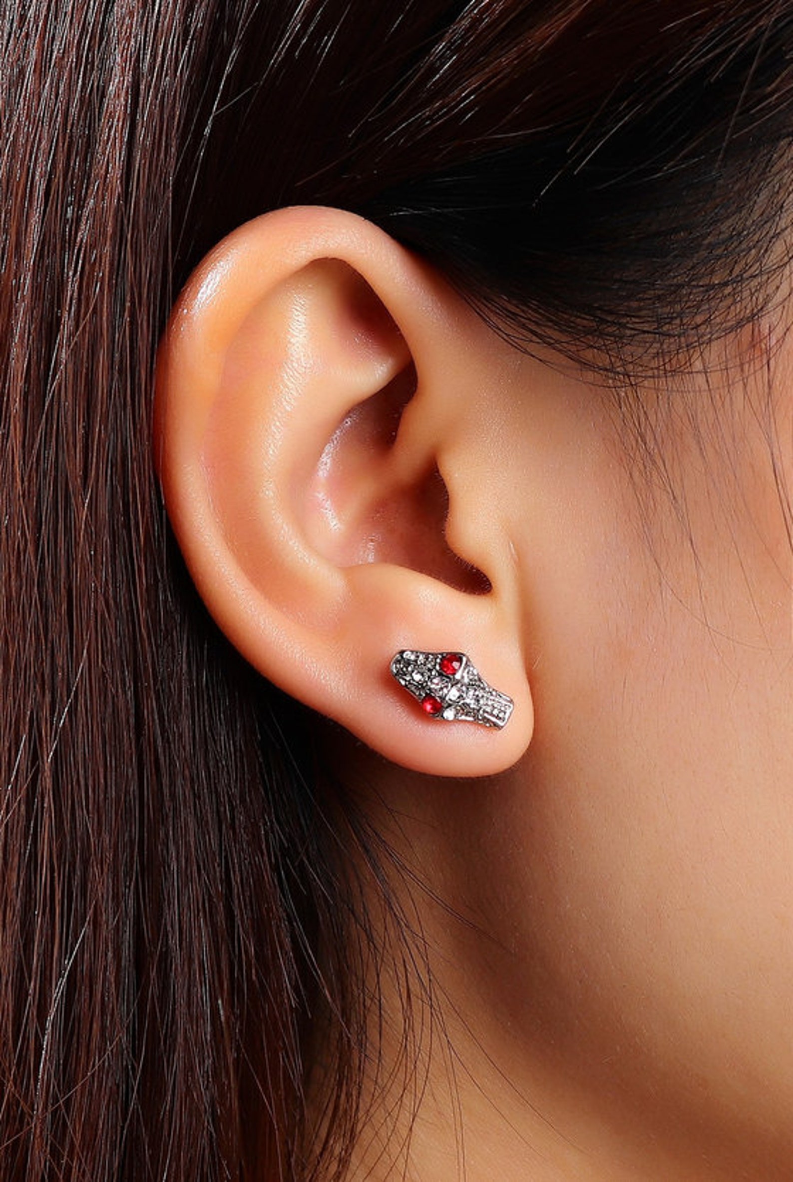 Snake Ear Climber Pierced and Snake Head Pierced Two - Etsy