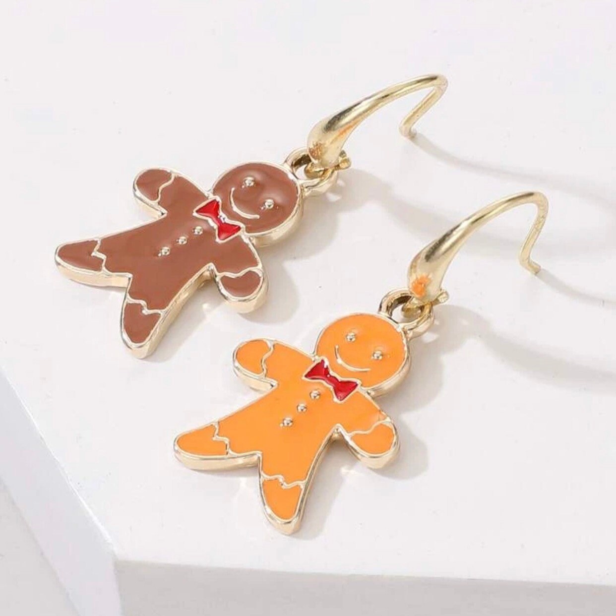 Gingerbread Man Earrings Christmas Dangles Festive Holiday Etsy