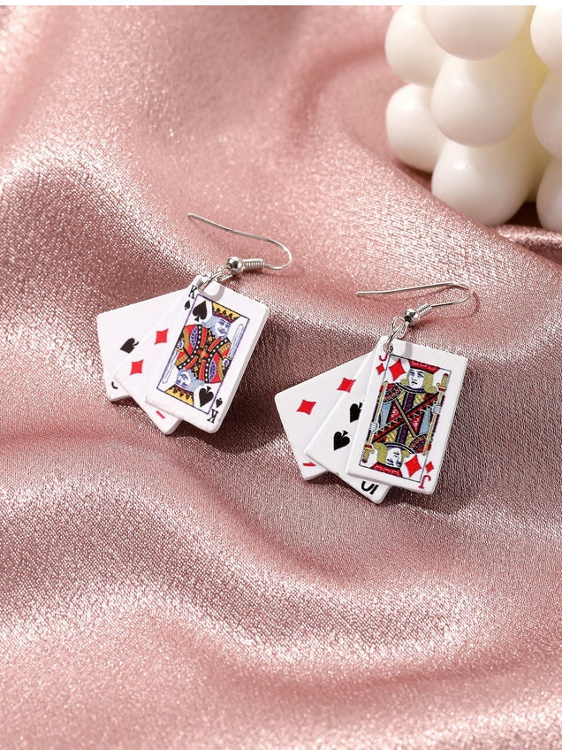 Playing Card Earrings King of Spades Jack of Diamonds Etsy