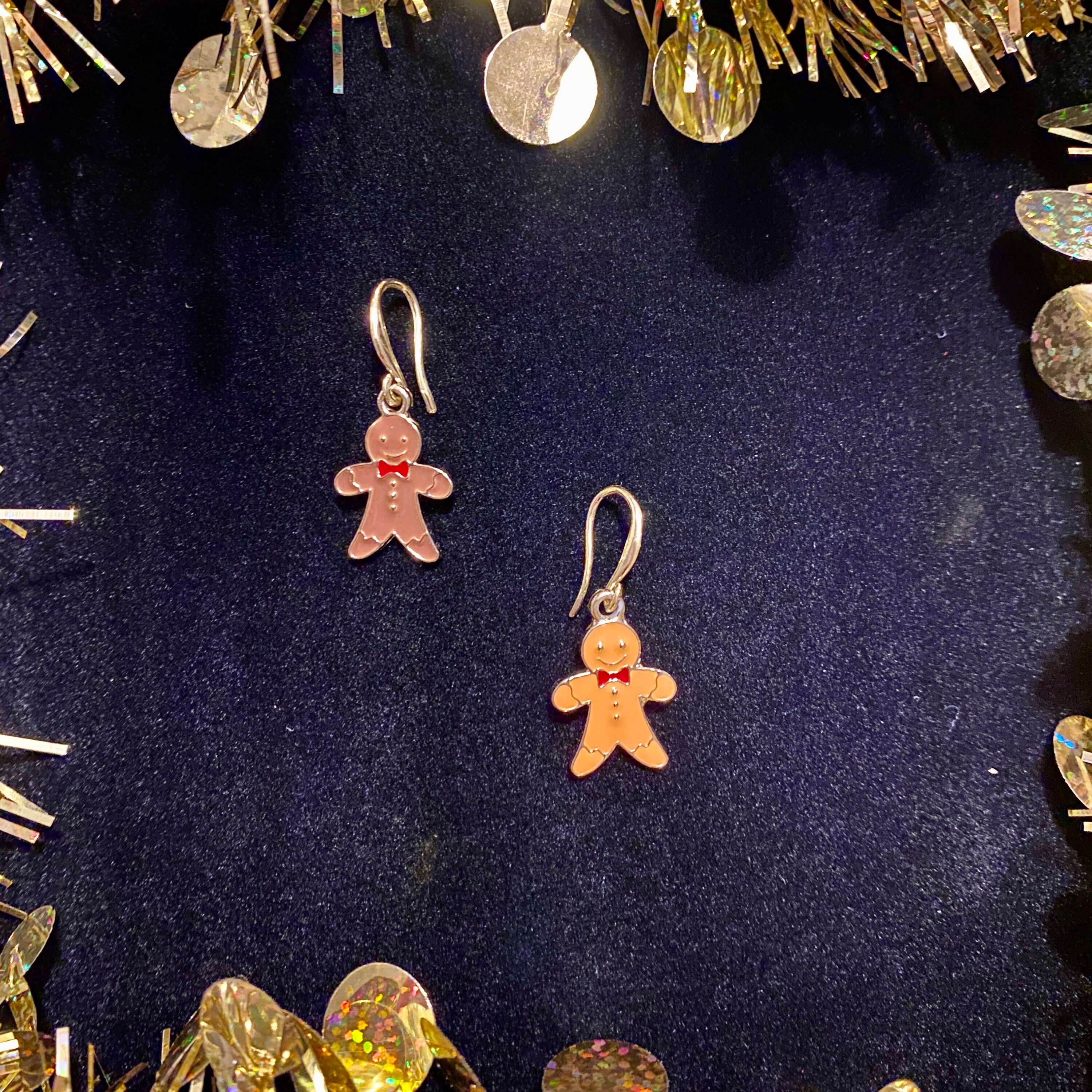 Gingerbread Man Earrings Christmas Dangles Festive Holiday Etsy