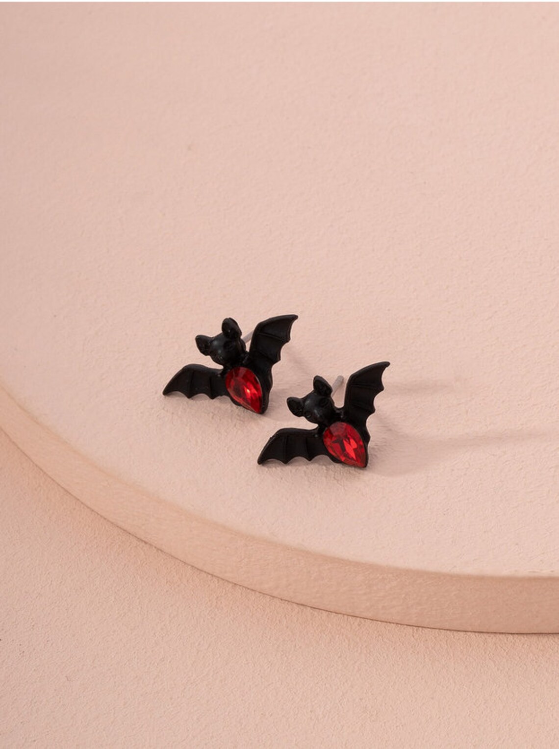Bat Stud Earrings with Red Rhinestones Creatures of the Etsy