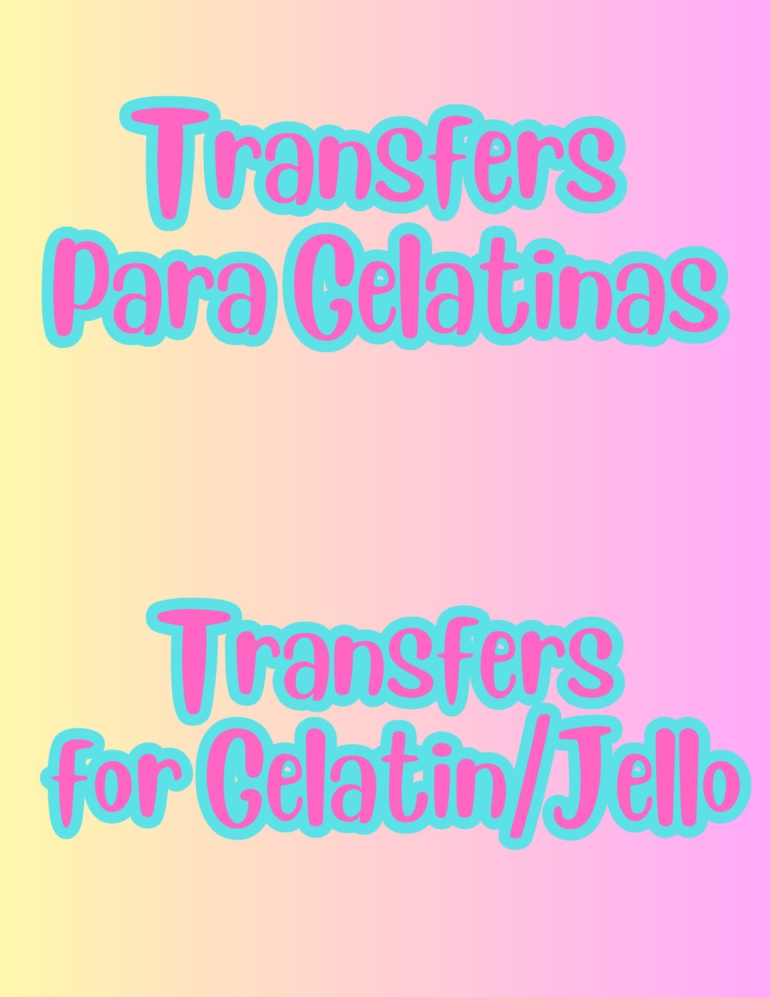 Transfer Para Gelatina Jello Transfer Custom Not Precut Etsy