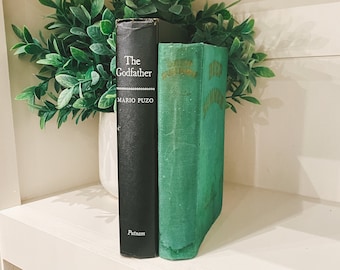 Decorative Books | Books by Color | Build Your Own Book Stack | Book Bundle | Farmhouse Decor | Vintage Books | Green and Black Books |