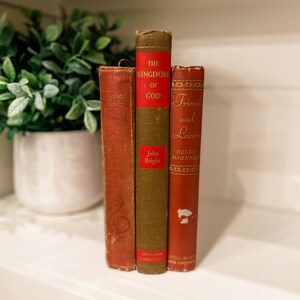 Decorative Books | Books by Color | Build Your Own Book Stack | Book Bundle | Farmhouse Decor | Vintage Books | Red and Brown Books |