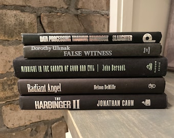 Black Decorative Book Set, Book Bundle, Black Home Decor, Shelf Decor, Books by Color, Modern Vintage, Mantel Decoration