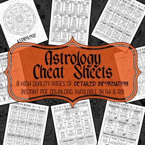 Astrology Cheat Sheets | Learn Astrology | Astrology Guide | Printable Pages | Grimoire | Book Of Shadows | Instant Download