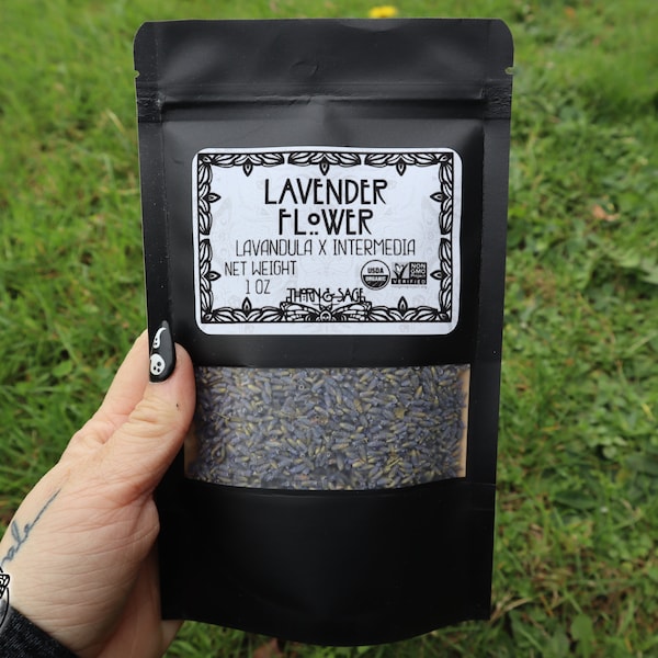 Organic Lavender Flowers | 1 oz | Dried | Loose Leaf for Tea or Incense| Lavandula angustifolia