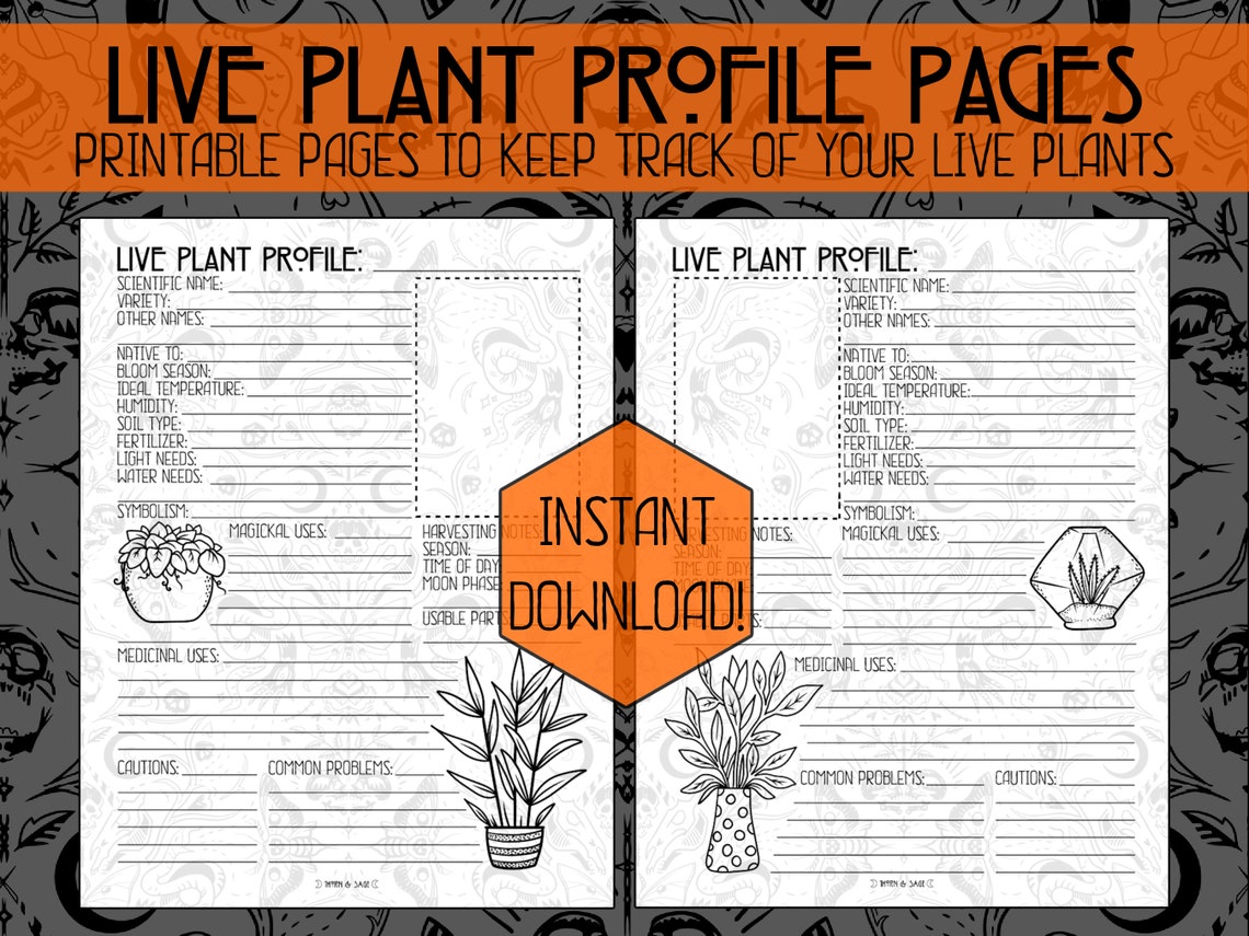 Live Plant Printable Pages Printable PDF Plant ID Plant - Etsy